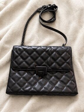 Aldo Quilted Crossbody Bag Black Chain-Strap Turn lock purse